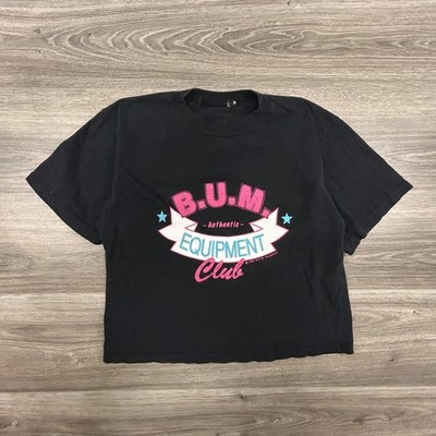 Vintage BUM Equipment Shirt Mens Medium Black 1993 Graphic Cropped Club 90s