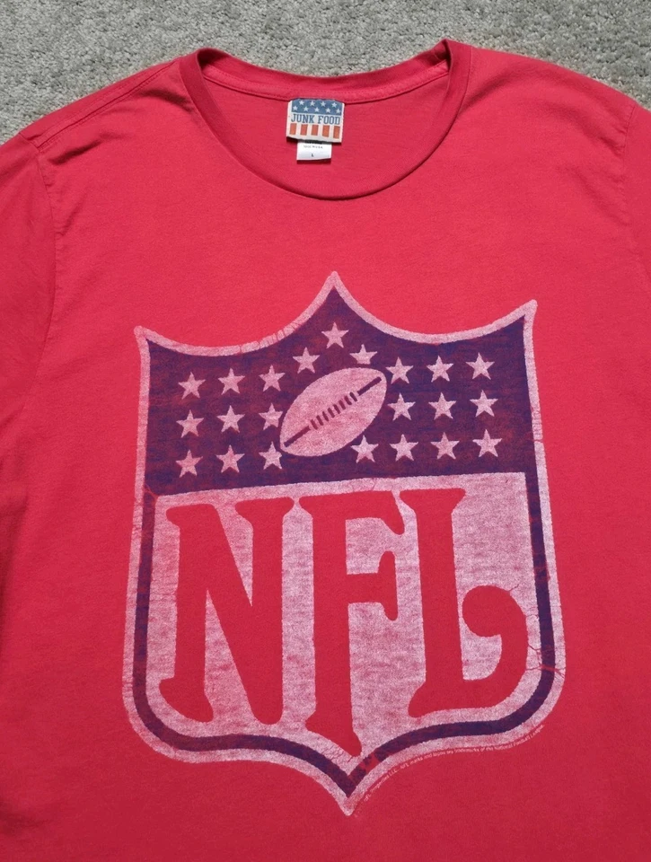 Camiseta De Colección Original Logotipo NFL Gráfico Para Hombres L Hecha en EE. UU. Comida Chatarra Foto 3 de 4