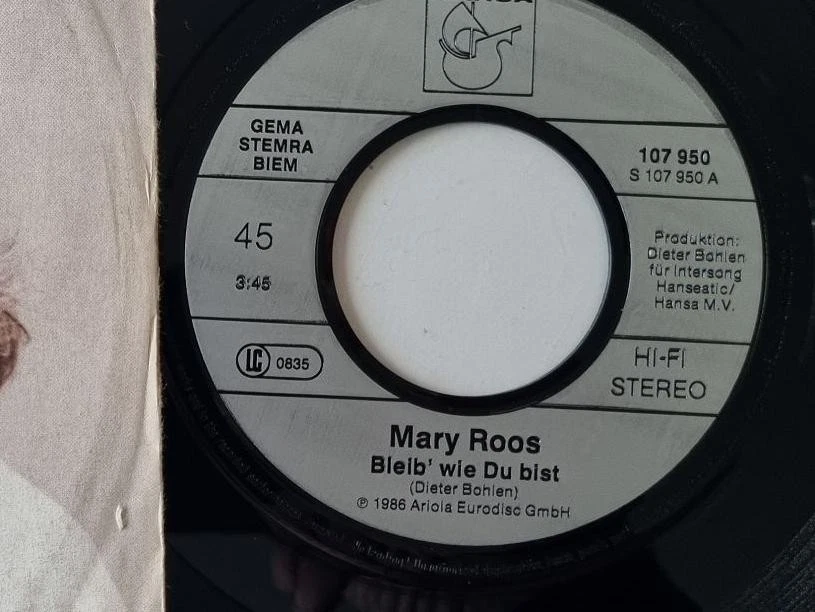 Mary Roos - Bleib' wie Du bist 7'' Vinyl Germany/ Dieter Bohlen/ CV C.C. Catch - Image 3 of 4