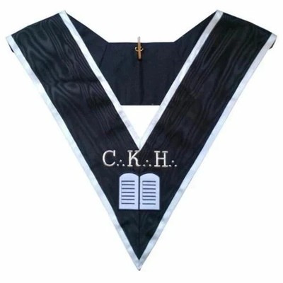Masonic Grand Orator 30th Degree French Collar - Black Moire with White Borders
