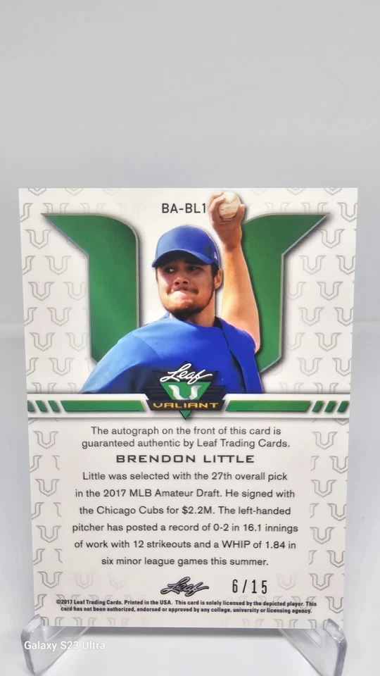 2017 Leaf Valiant Brendon Little RC Purple Prismatic/15 SSP Mint! - Image 4 of 4