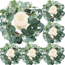 12-Inch Eucalyptus Wreath Set of 6 - Artificial Greenery for Home Decor