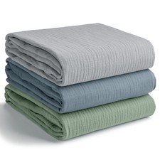 Muslin Swaddle Blankets Pack of 3, 42 x 42 Inch Soft 100 Cotton Baby Blanket...