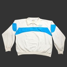 Adidas Pullover Jacket XL White Blue 1/4 Zip Vintage 80s Streetwear Colorblock