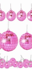 28pc Pink Disco Ball Ornament Set Decor Party Dance NIB