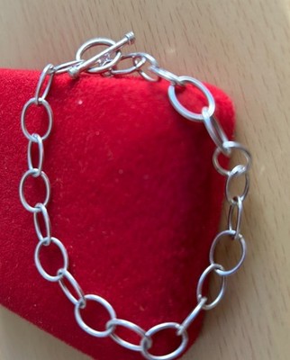 925 Silber großes ovales Gliederkettenarmband / 19 cm / Knebelverschluss