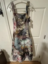 SIZE 6 TAHARI ASL EMBELLISHED SQUARE NECK COCKTAIL DRESS