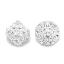 15 PCS 17MM SOLID COPPER  BALI FILIGREE BEAD STERLING SILVER PLATED 689