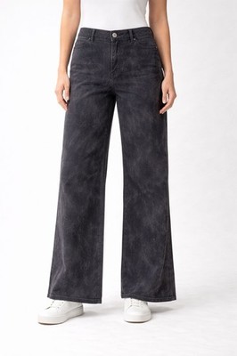 Universal Thread Size 8R High-Rise Flocked Sailor Wide Leg Jeans Blue gray
