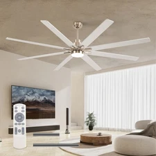 84" Silver Ceiling Fan Light Plywood Fixture Kit LED 3CCT 6 Speeds with Remote