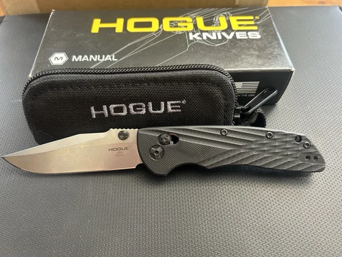 Hogue Knives Deka 3.25" ABLE Lock Clip Point Tumbled CPM-20CV Black G10 24279
