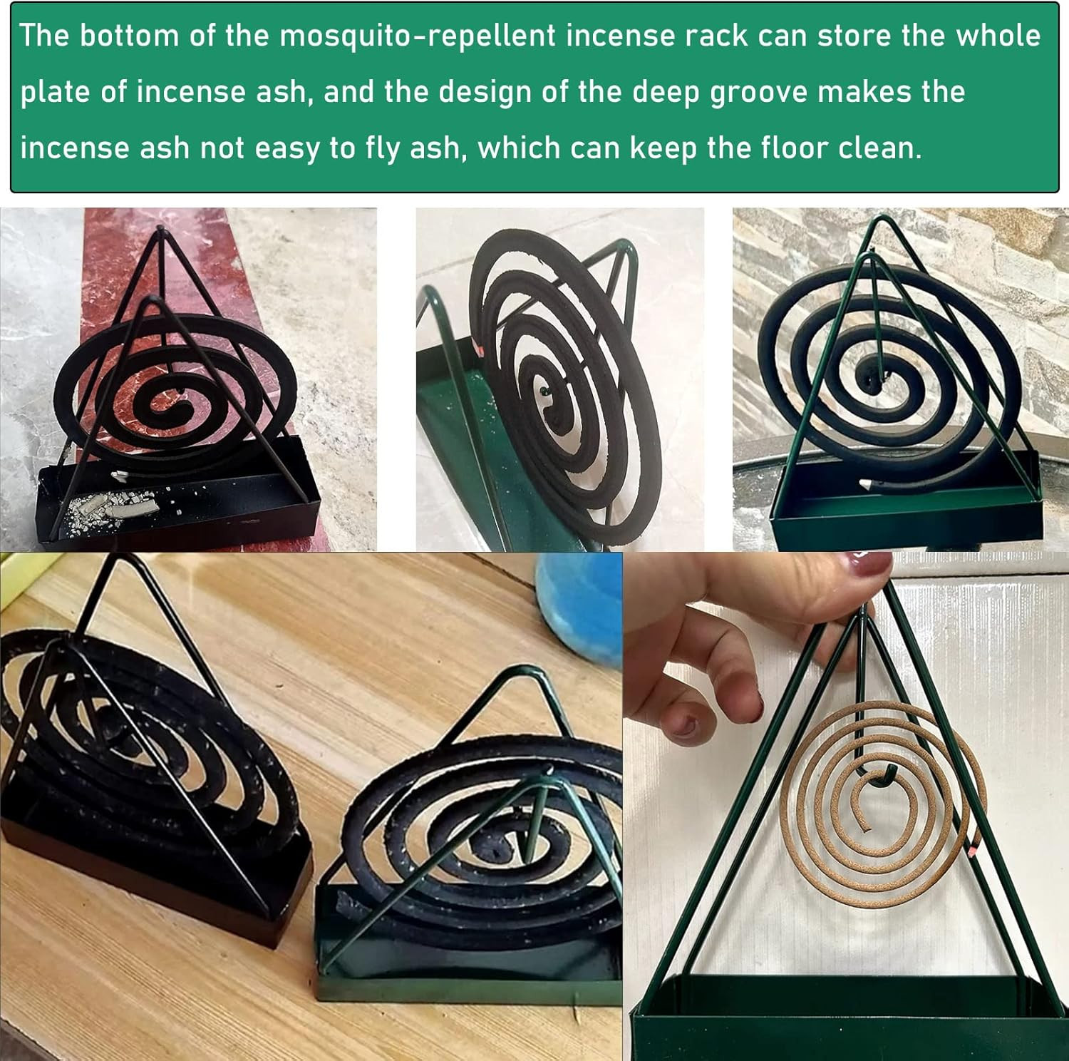 2 Pack Coil Incense Burner Mosquito Coils Holder Full Metal black+green