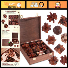 3D Wooden Brain Teaser Puzzle for Adults Teens - Fun Logic Game Toy