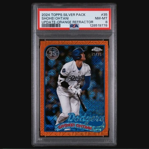 2024 TOPPS Silver Pack SHOHEI OHTANI 1989 Chrome Update Orange (/25) #35 PSA 8