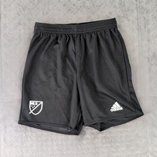 MLS Adidas Soccer Shorts Athletic Black Boys Kids Youth Medium Elastic Waist