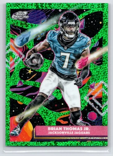 2025 Topps Chrome Cosmic #46 Brian Thomas Jr. Green Space Dust Refractor #/75