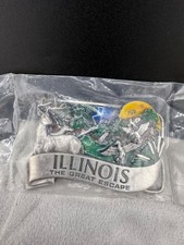 Illinois Belt Buckle Silver Tone Enamel The Great Escape Wildlife In Wrapper