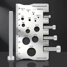 304 Stainless Steel Screw Measuring Gauge Set - Precision Thread Pitch & Bolt...