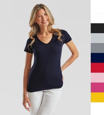 Damen T-Shirt FRUIT OF THE LOOM Valueweight V-Neck Shirt Baumwolle 61-398-0 NEU