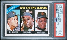 1966 Topps 215 NL Batting Leaders Roberto Clemente Hank Aaron Willie Mays PSA 4 