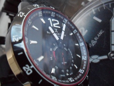 44 mm Black Coated S/S Men's Bernhard H Mayer Sports Swiss Watch BH11P/CW Runs