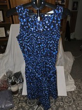 Loft Size 4 Fit & Flare Dress. Blue & Gold. Party,Y2K, Romantic, Date Night,...