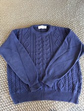 Lord Jeff Vintage Navy Blue Cable Knit Pullover Sweater Men Sz XL Made in USA