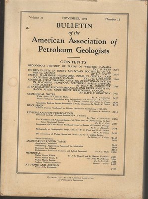AAPG. Bulletin. Nov. 1951 Vol. 35 #11 (Articles: Folded Faults in Rocky