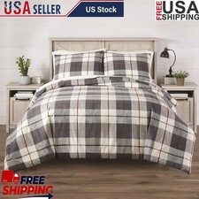 Green Homestead Plaid 100 Cotton Comforter Sets Modern Farmhouse Queen 3-Piece