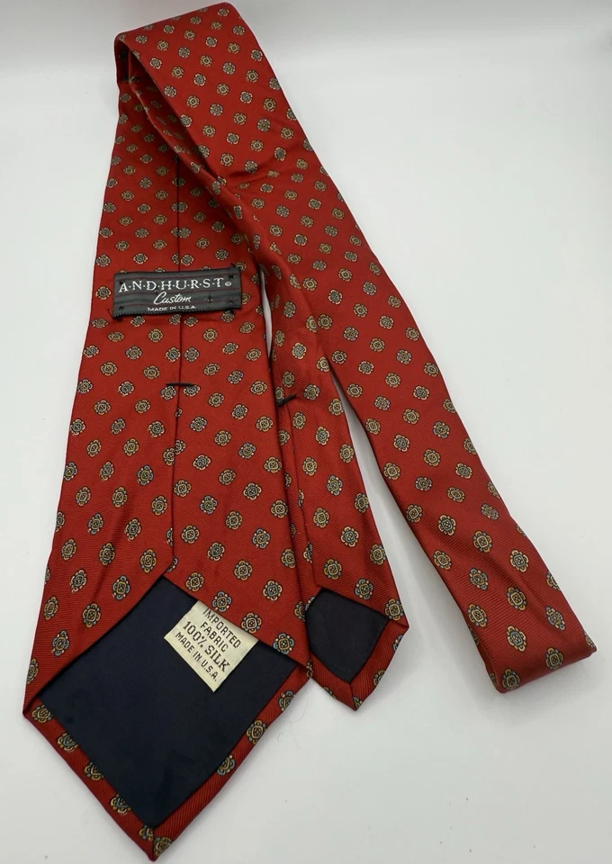 Vintage Andhurst Custom 100% Silk Floral Pattern Tie Made in USA Designer 😎🧐 - Image 3 of 4