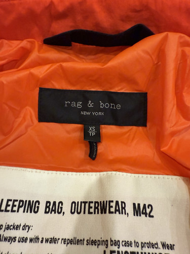 Rag & Bone Men’s Orange Sleeping Bag Outerwear M42 Jacket Size XS - Picture 8 of 11