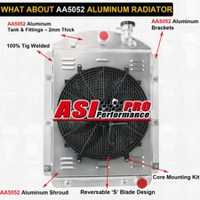For 1941-46 Chevy Pickup Truck V8 Small Block 4 Core Radiator+Shroud Fan+Relay.
