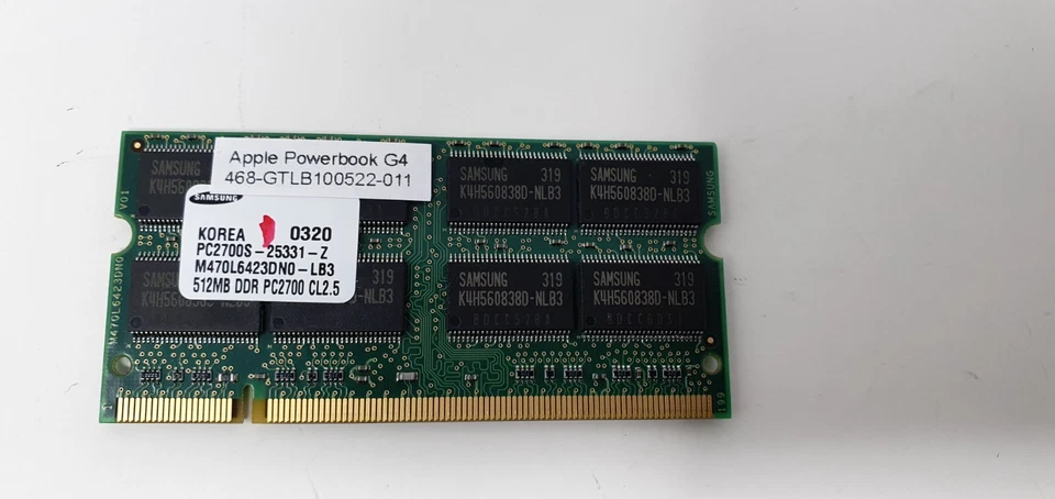 Apple PowerBook G4 17" Memory RAM 512MB DDR PC-2700S Samsung M470L6423DN0 - Image 3 of 4