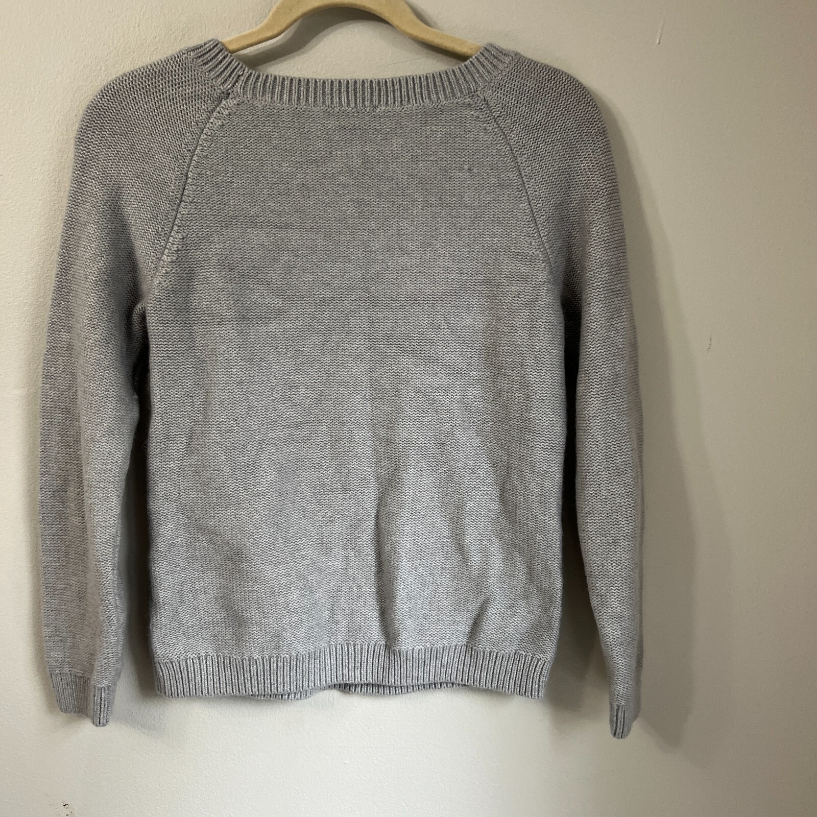 Talbots Sweater Women Gray Small Cable Knit Angora Crew Long Sleeve Pullover