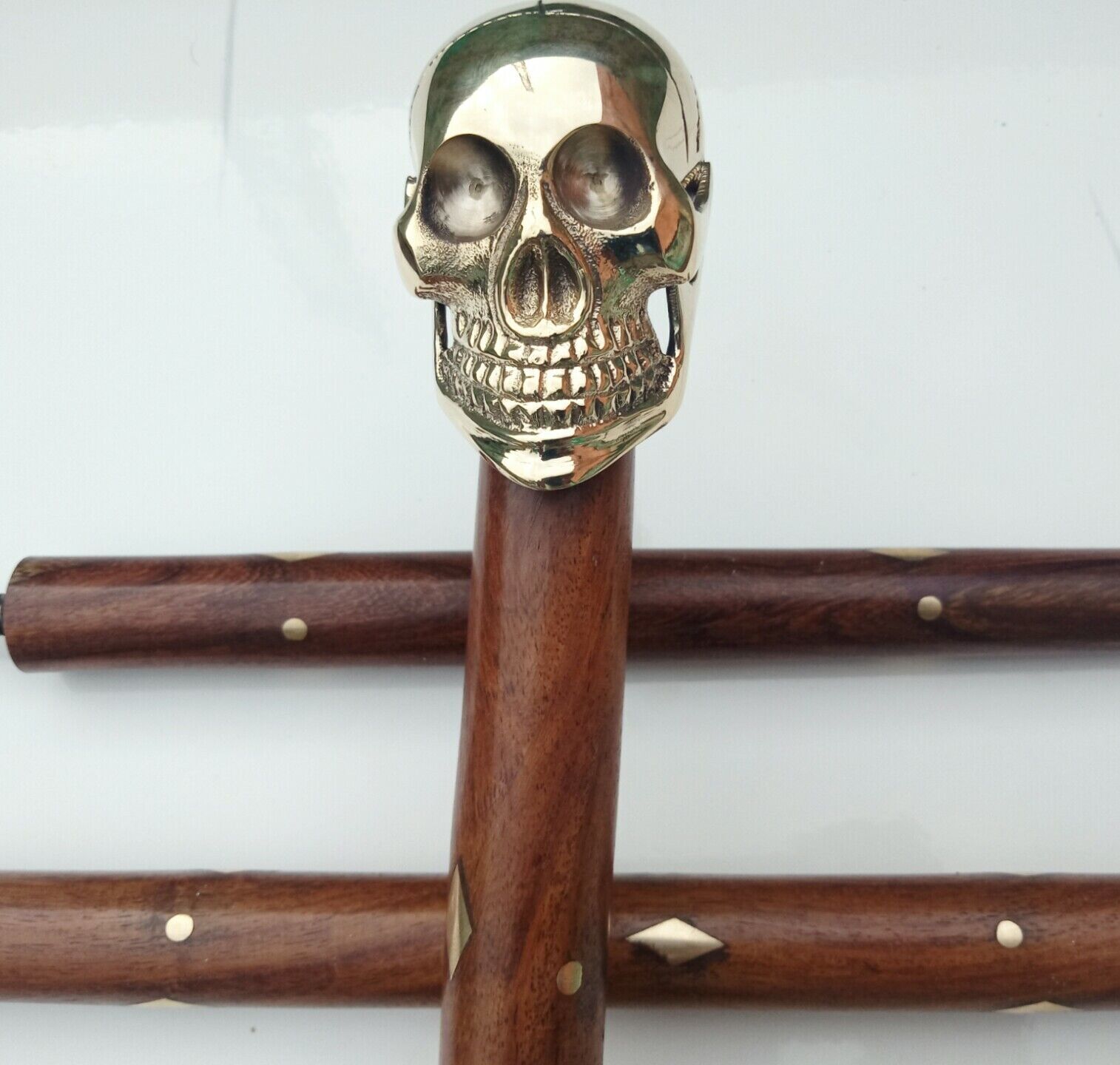 Unique Solid Brass Knob with Skull Head, Stick fo… - image 7