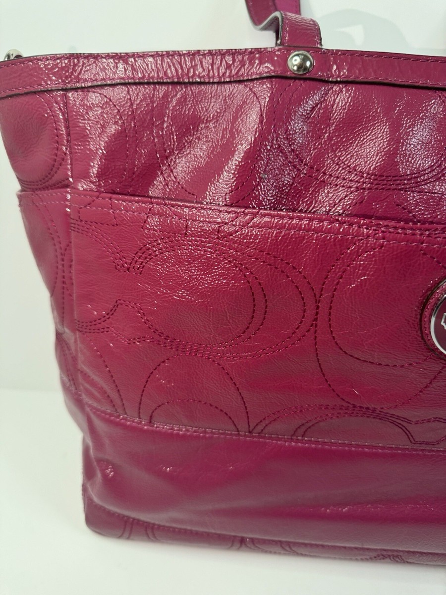 Coach F17940 Signature Fuchsia Pink XL Shoulder Diaper Bag Tote