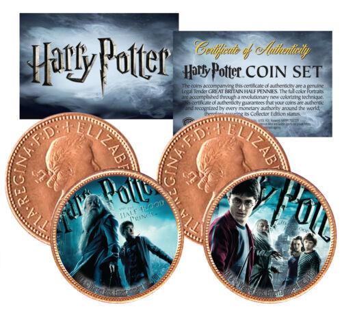 Harry Potter HALF-BLOOD PRINCE Colorized British Halfpenny 2-Coin Set *Licensed* - Picture 1 of 1