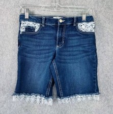Jordache Jeans Shorts Lace Embroidery Girls Size 14 BLUE SEE BB39.2GA-2082