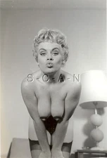 Original Vintage 1940s-60s Nude RP- Well Endowed Blond- Pasties- Stockings- Kiss