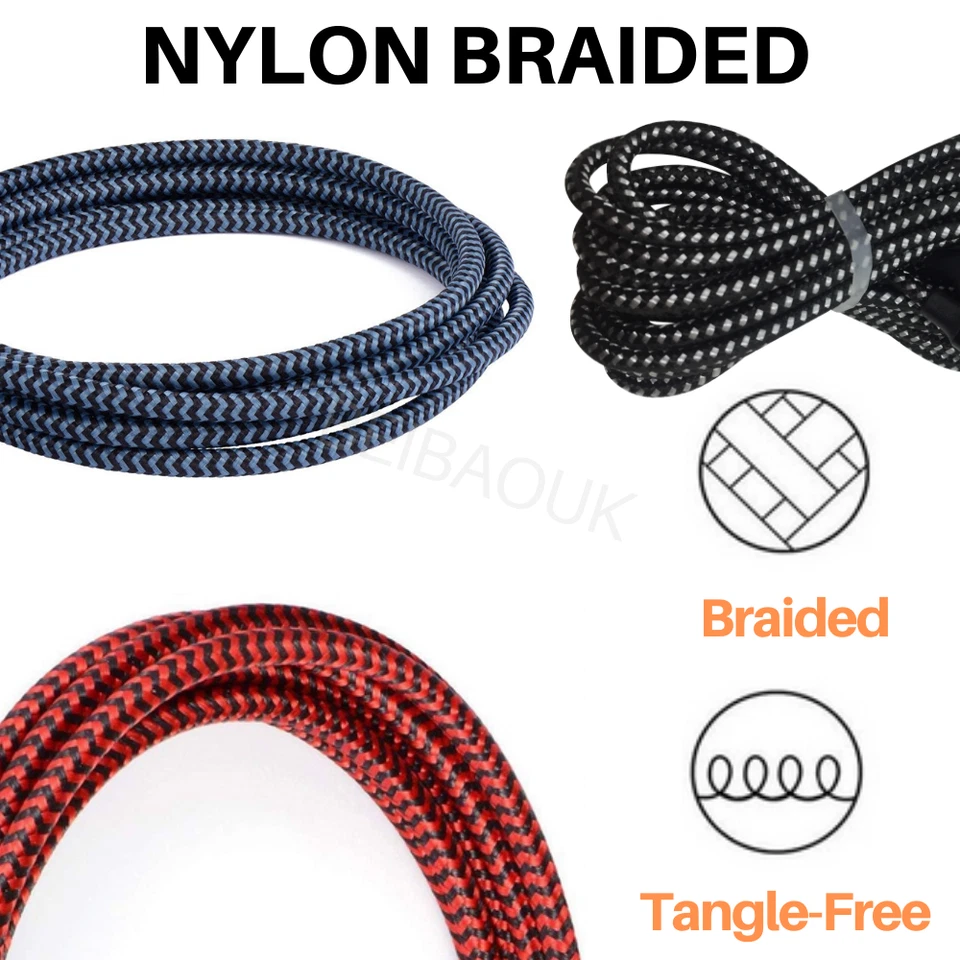 3Pack 10FT For iPhone 14 12 13 11 8 Fast Charging Data Cord Heavy Duty USB Cable - Image 2 of 4