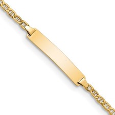 14k Yellow Gold Semi-Solid Polished Anchor Link ID Bracelet 8" 2.03 gram