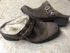 UGG Womens Size 10 Shearling Lined Suede Clog Mules Buckle Slip On Cozy Y2K