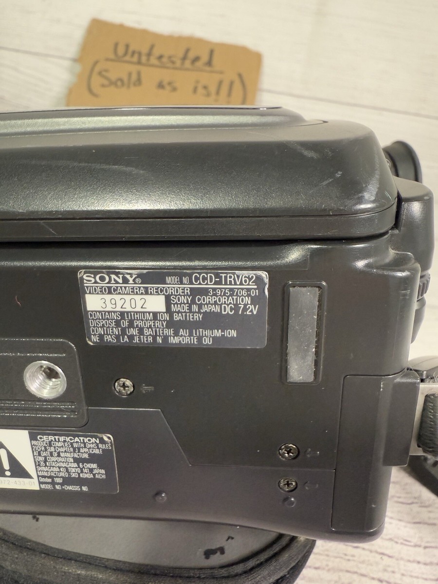 Sony CCD-TRV62 Hi-8 Analog Camcorder Handycam Vision No Battery Or