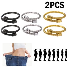 2PCS Titanium Ion Bangle Magnetic Lymphatic Drainage Wrist Cuff Men bracelet USA