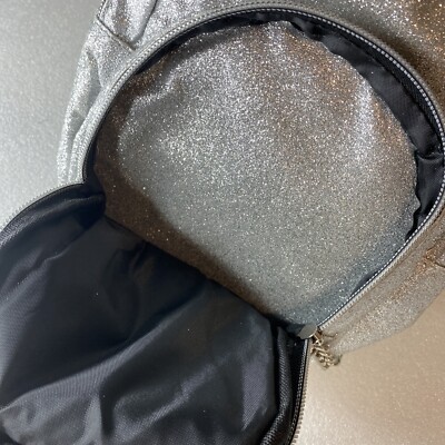 Justice Silver Glitter Backpack 10” x 6” x 4” Deep Justice Mini Backpack Silver Glitter Sparkle – See Photos | eBay main image 3