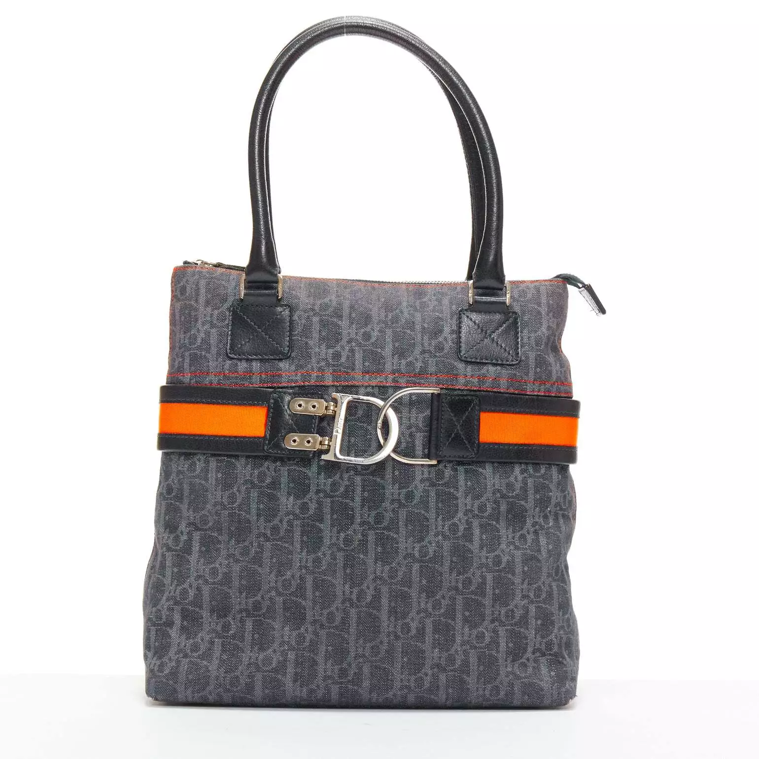 rare sac fourre tout trotteur oblique toile orange vol CHRISTIAN DIOR vintage