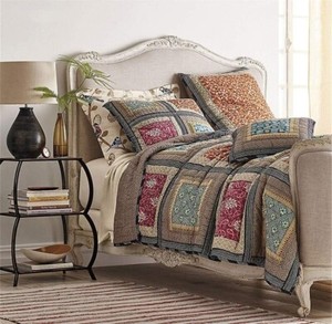 Bohemian Floral Real Authentic Patchwork Quilt Set - 100% Cotton Bedspread King
