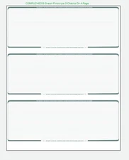 1000 Blank Check Stock Paper - 3 On Page Business Check paper - Green Pinstripe