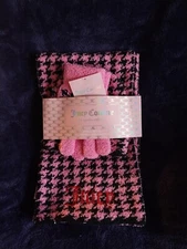 Juicy Couture Women's Houndstooth Knit Beanie, Scarf and Gloves Set