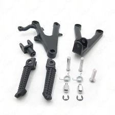 Front Rider Foot Rest Pegs Brackets For 2003-2010 Yamaha YZF R6 YZFR6 BLACK